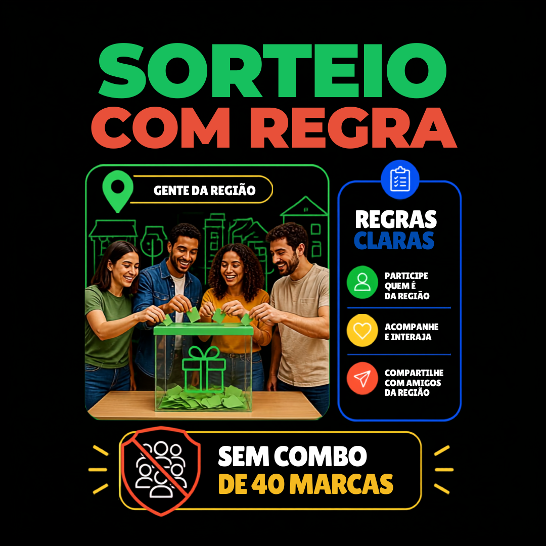 Sorteio local com regra clara e gente da região.